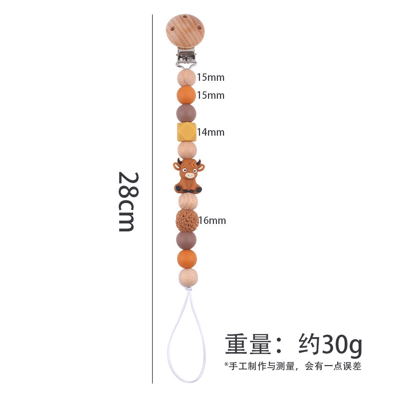 Productos para bebés abrazadera de chupeta de beech creativa caricatura estereoscópica buey silicona mordida de dientes molares cadena de chupeta de prevención