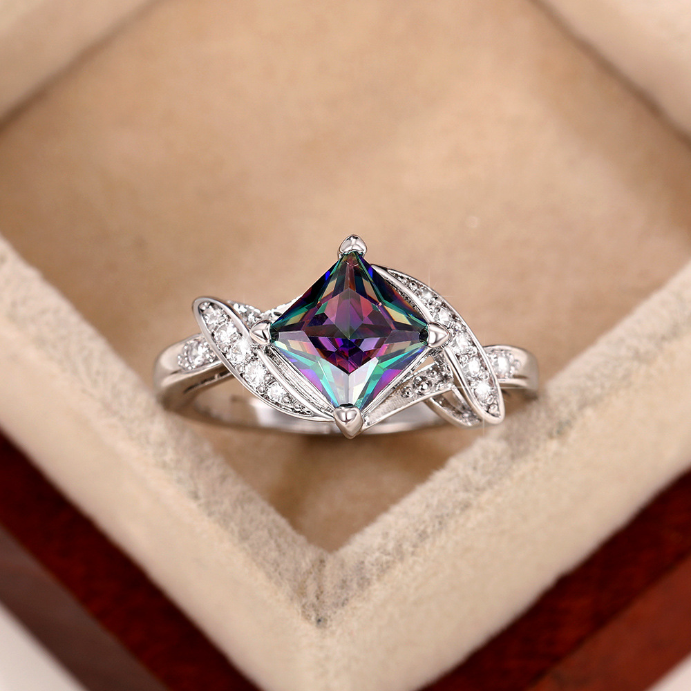 7g Weight Zircon Inlay Material Rings Classification Modern Style Geometric Copper Inlay Zircon Rings