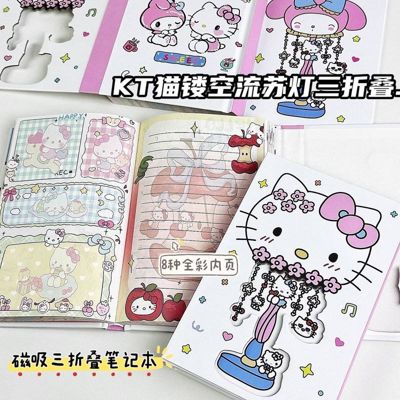 Full-Color Inner Pages Kt Cat Hollow Magnetic Hard Cover 70% off Stack Notebook Student Cute High-Value Printed Hand Ledger