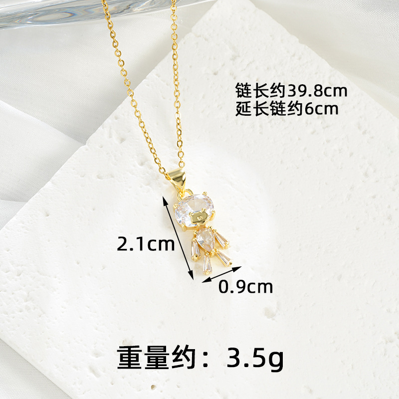 Collar de oro de arena transfronteriza vietnamita lujoso ligero estilo de lujo con aretes de oso pequeño conjunto de moda femenina temperamento no se desvanece joyas