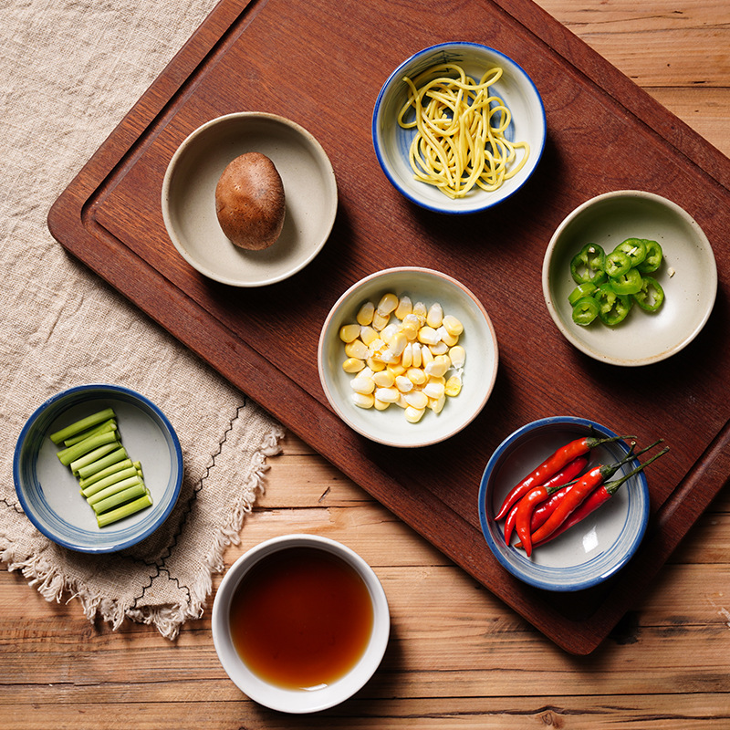 日式陶瓷醬醋味碟酒店料理加厚大號調味蘸料碟復古點心小菜花生碟