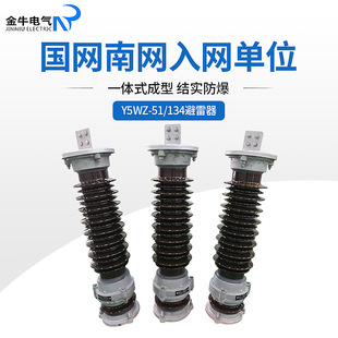 Supply Y5WZ-51/134 composite jacket zinc oxide arrester black power station type porcelain jacket arrester