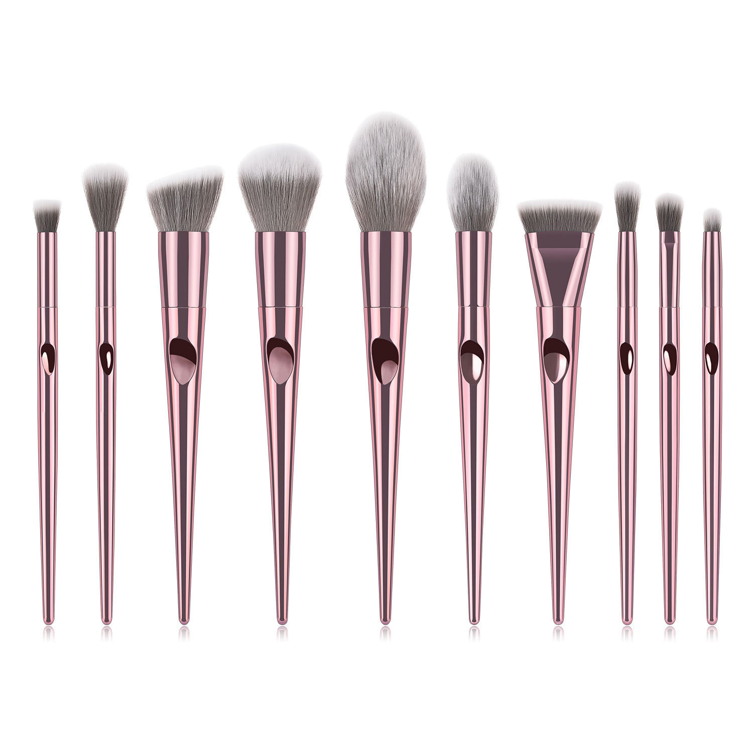 Herramientas de maquillaje, juego de brochas de maquillaje de 10 piezas, juego completo de brochas para sombra de ojos, brochas para colorete, brochas para polvos sueltos, herramientas de belleza para principiantes