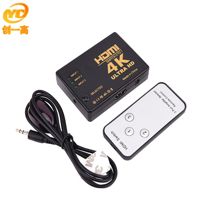 HDMI 4K conmutador de tres interruptores uno HD 3-interruptor 1 incorporado de infrarrojos