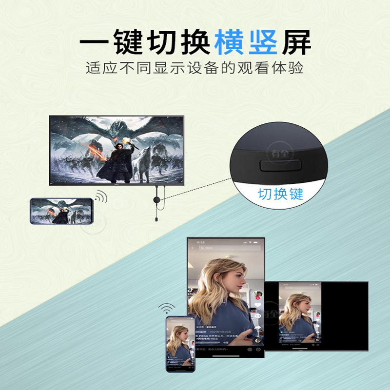 Dispositivo de duplicación de pantalla WiFi, conexión a TV, proyector, monitor, transmisión en vivo, clases en línea, HDMI, pantalla horizontal y vertical, chip de ocho núcleos