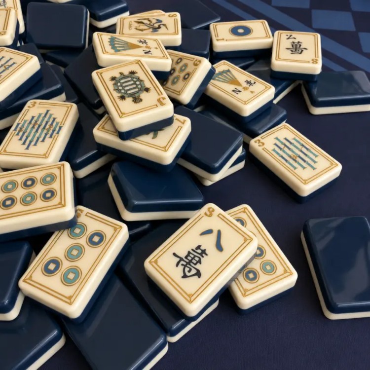New Navy Blue Acrylic Double-Layer Turtle Mahjong American Mahjong Tile