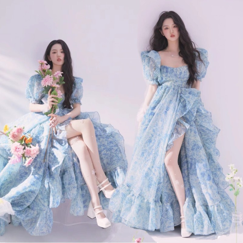 Studio theme new Korean mixed girl photo clothing vintage pictorial sweet floral princess dress Art Photo photography
