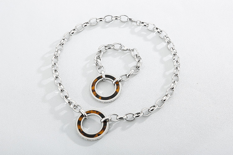 new fashion stainless steel clavicle chain necklace earrings sets accessories