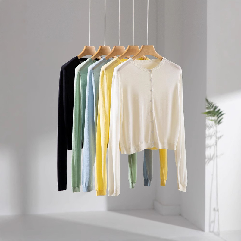 Lf2562 Aurora Atmosphere-Filled Tencel Acetate Cardigan Unlocks High-End Spring Outfits