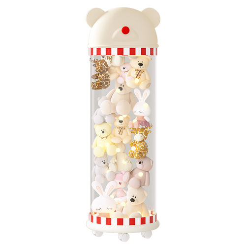 Zipper-style plush doll storage bin transparent toy figure storage basket children's figurine toy storage tube organizer bin