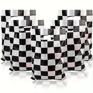 Cross-border New Black and White Plaid Gift Packaging Bag Racing Theme Party Candy Snack Gift Tote Bag Wholesale