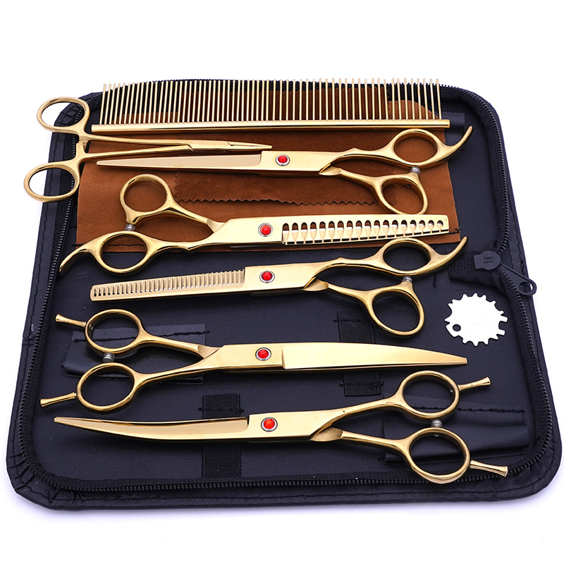 Fábrica al por mayor de acero inoxidable tijeras para mascotas tijeras profesionales de corte de pelo para mascotas tijeras de diente fino tijeras de corte de pelo de peluche