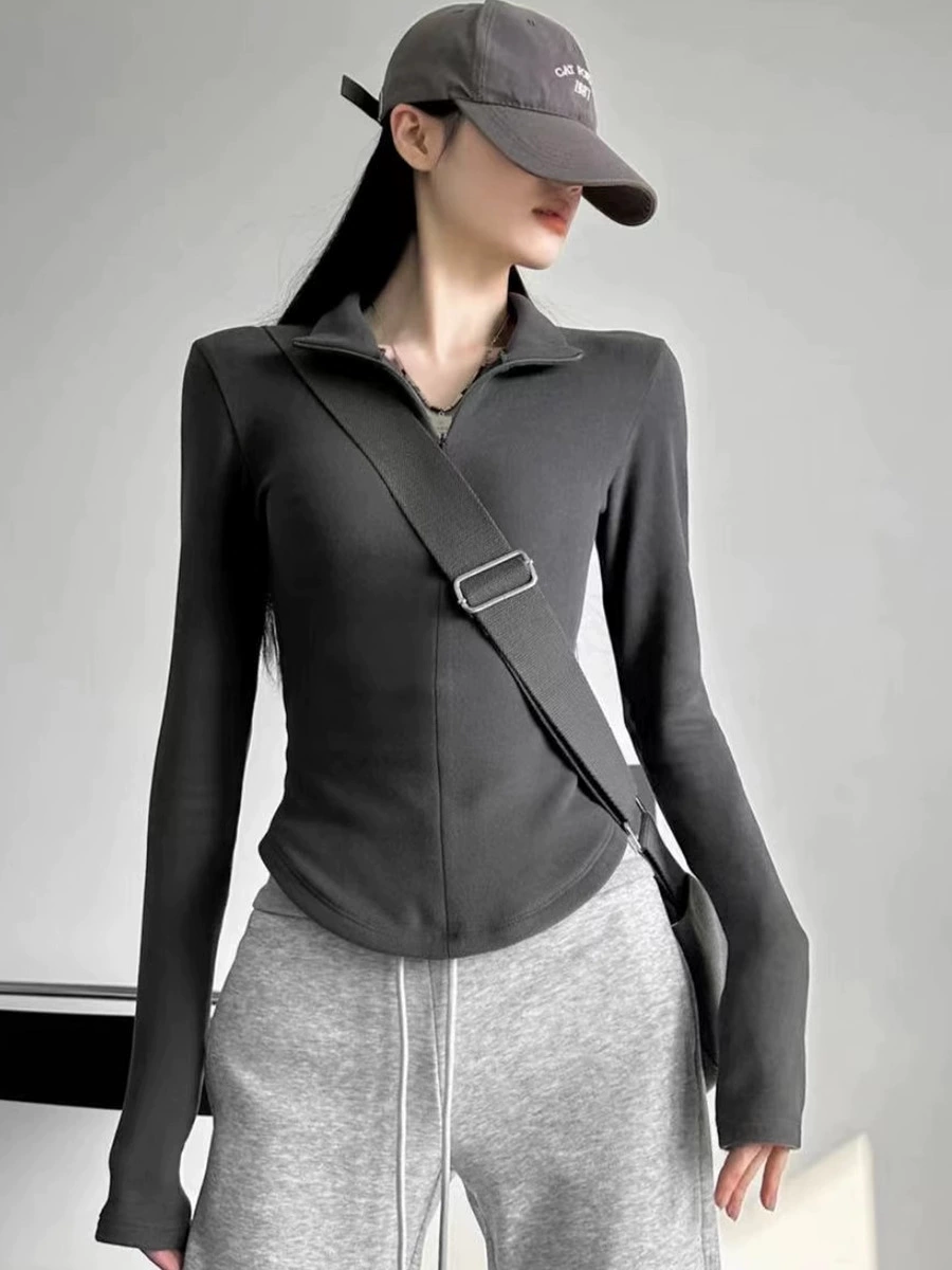 Двусторонний бархатный свитшот, худи-кардиган со slim-fit, базовый слой топ