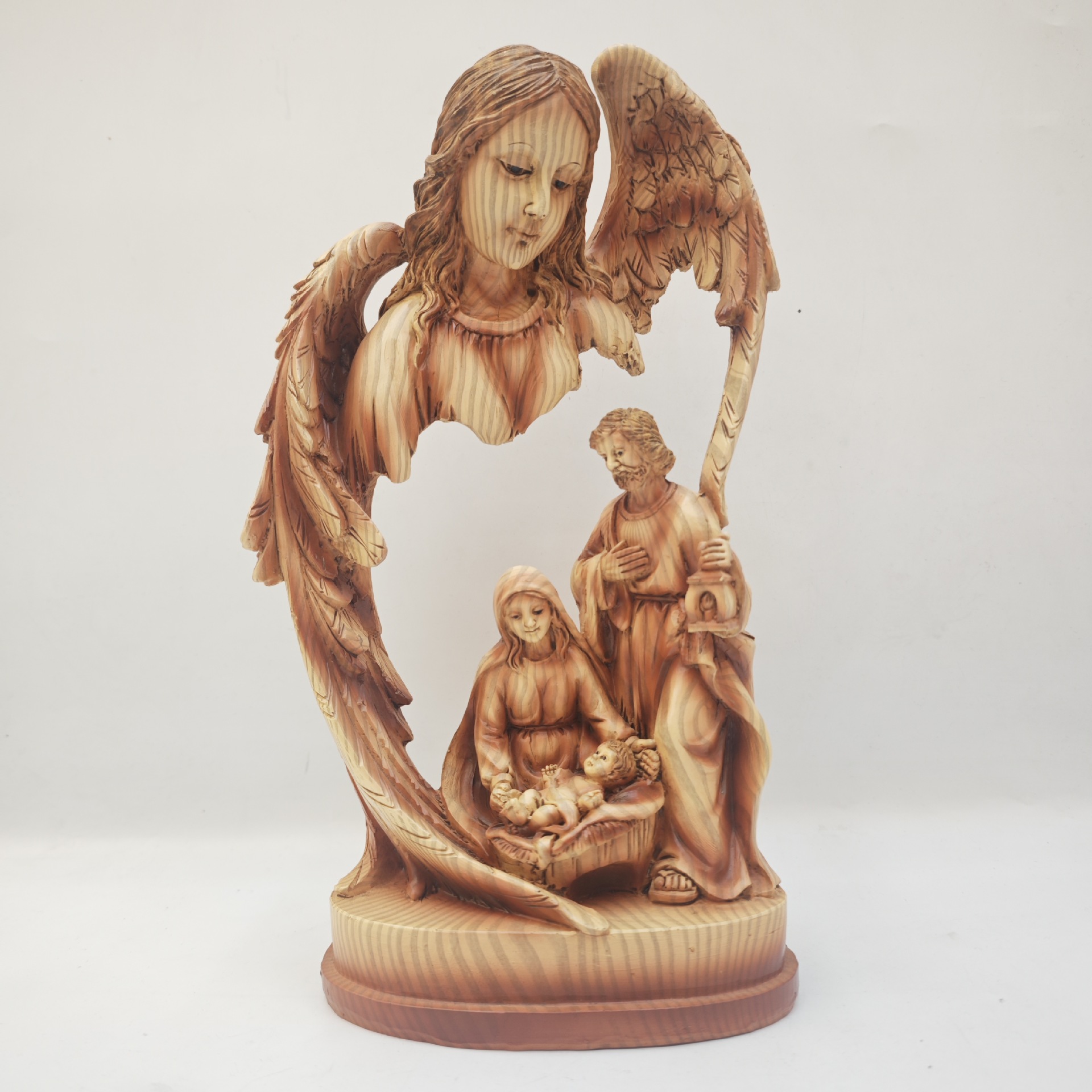 Regalos de resina de la iglesia adornos figuras de la Sagrada Familia estatuas creativas de Navidad hueco madera grabado color moderno minimalista