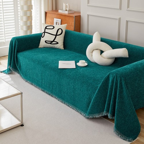 Solid Color Chenille Sofa Blanket Full Cover Sofa Cushion Cover Cloth Towel Double-Sided Use Modern Simple Set Cover Universal for All Seasons