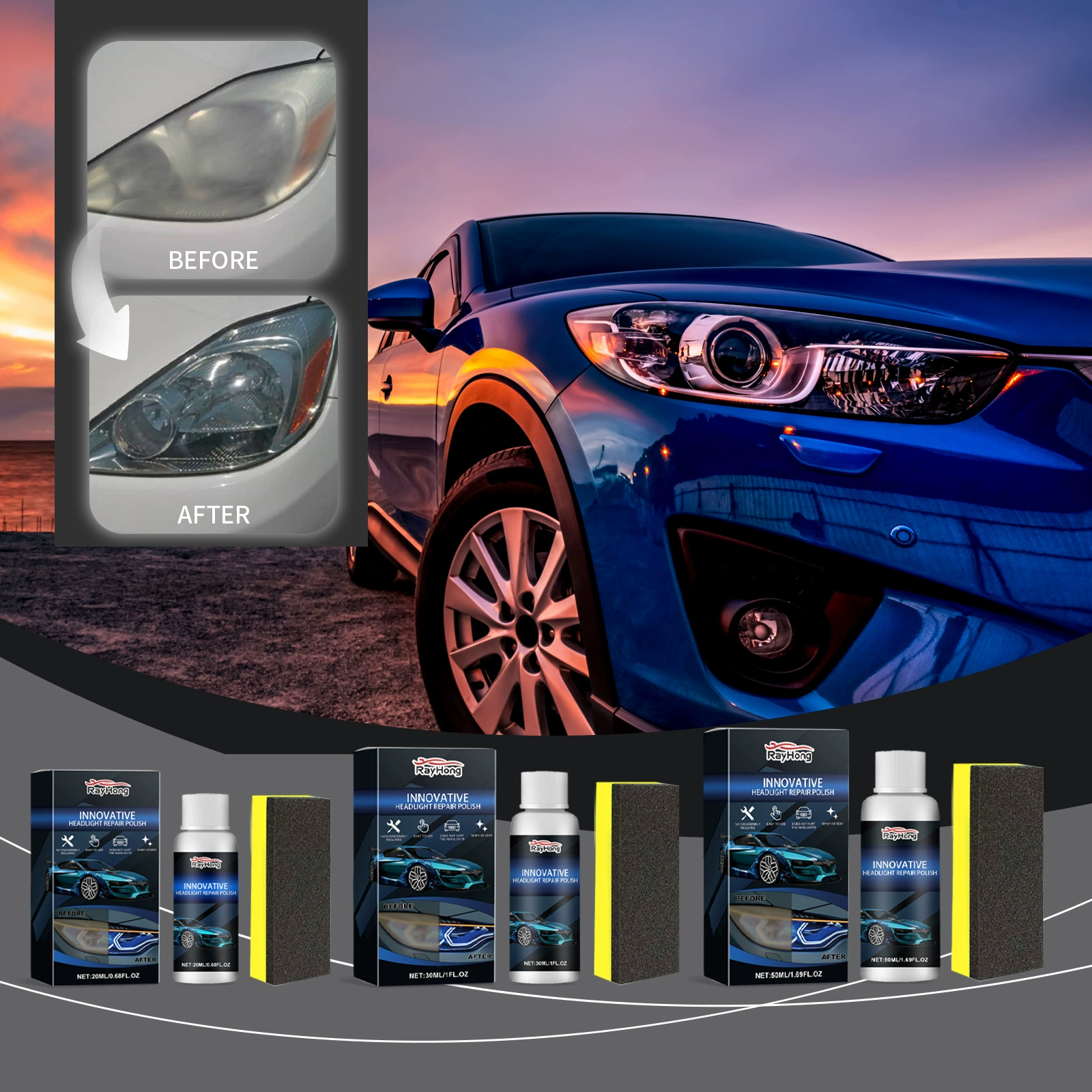 Rayhong автомобиль фара жидкость для ухода за фарой