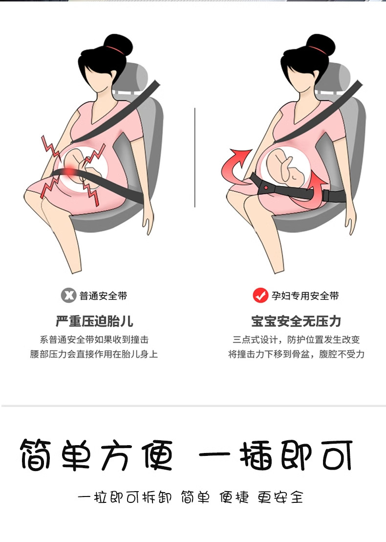Pregnant Women's Safety Belt to Prevent Belly Strangulation, Car-specific Cute Safety Belt, Co-pilot Fixation, Pregnancy Belly Support, Anti-collision Artifact