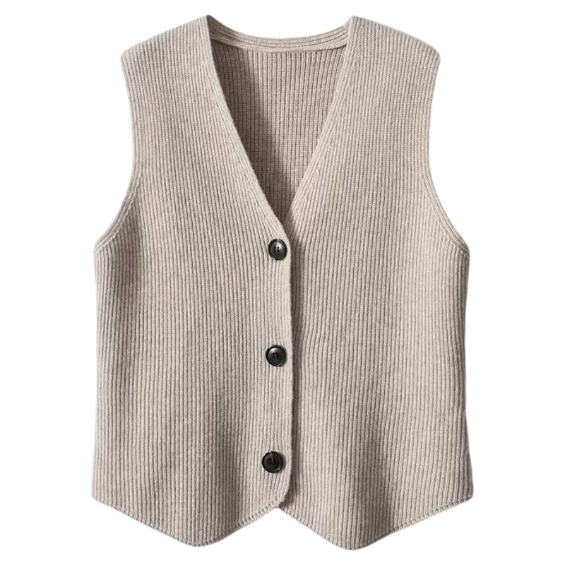 Layered Wearing Artifact Italian Craft Wool Cashmere Warm Knitted Vest for Women