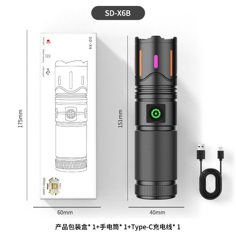 Transfronterizos nueva antorcha de larga duración al aire libre conveniente luz de emergencia de zoom impermeable antorcha de luz de largo alcance