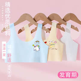 发育期少女小学生内衣冰丝小背心一阶段儿童小背心女孩童文胸夏季