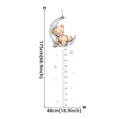 Cartoon height sticker sleeping bear wall sticker children's room decoration cross-border BR93031+BR62161