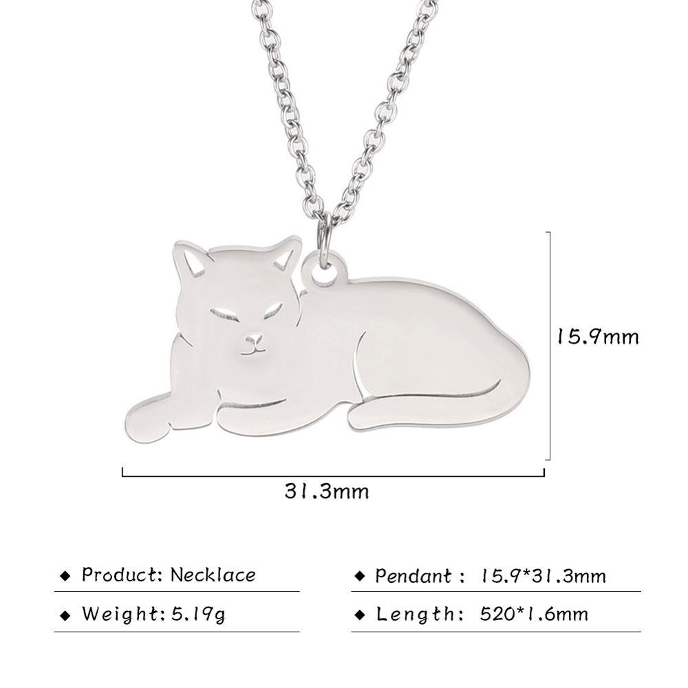 Cat Pendant Stainless Steel Jewelry Animal Kitten Necklace For Women Choker Gift 2022_voghion.com