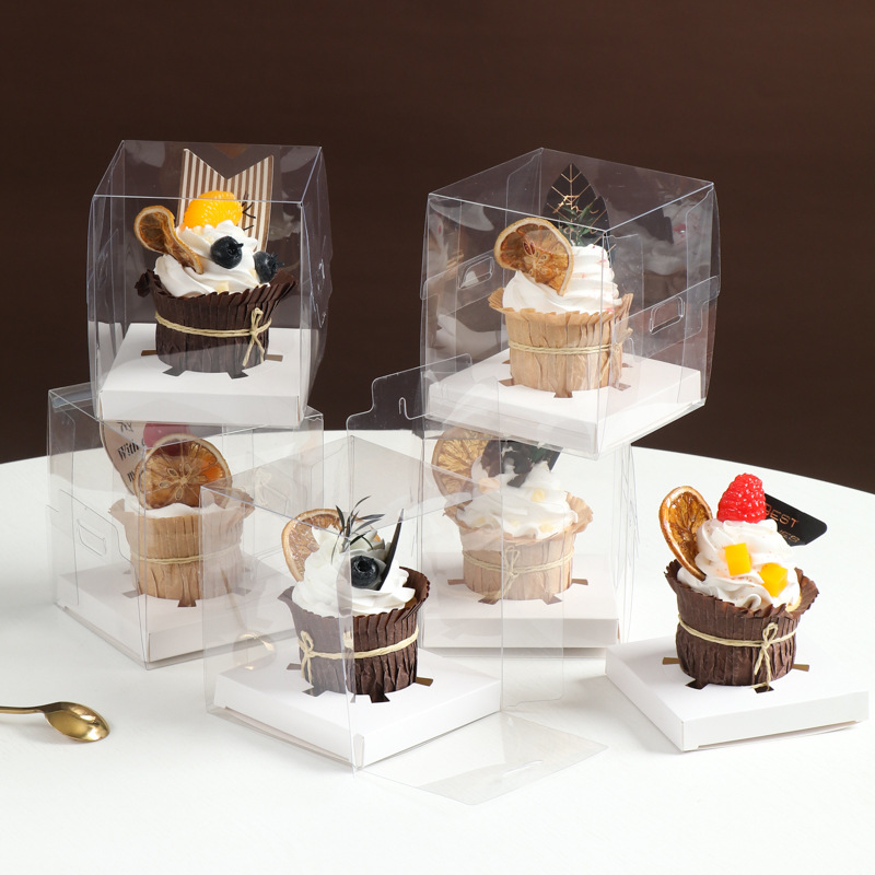 全透明单粒纸杯蛋糕包装盒PET烘焙甜品打包盒马芬杯杯蛋糕盒批发