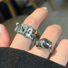 韩版个性时尚复古潮流女生气质英文字母百搭开口戒指指环配饰批发