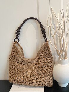 2026 cross-border new large-capacity woven bag for women summer seaside vacation straw bag fashionable versatile shoulder bag