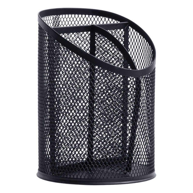 Escritorio de metal Hollow pen holder engrosada Oficina de escritorio multi-grid tubo de almacenamiento papelería estudiante suministros de escritorio negro
