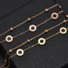 Pearl chain double -layer three Roman round ladies bracelets new fashion clip titanium steel bracelet hand played female