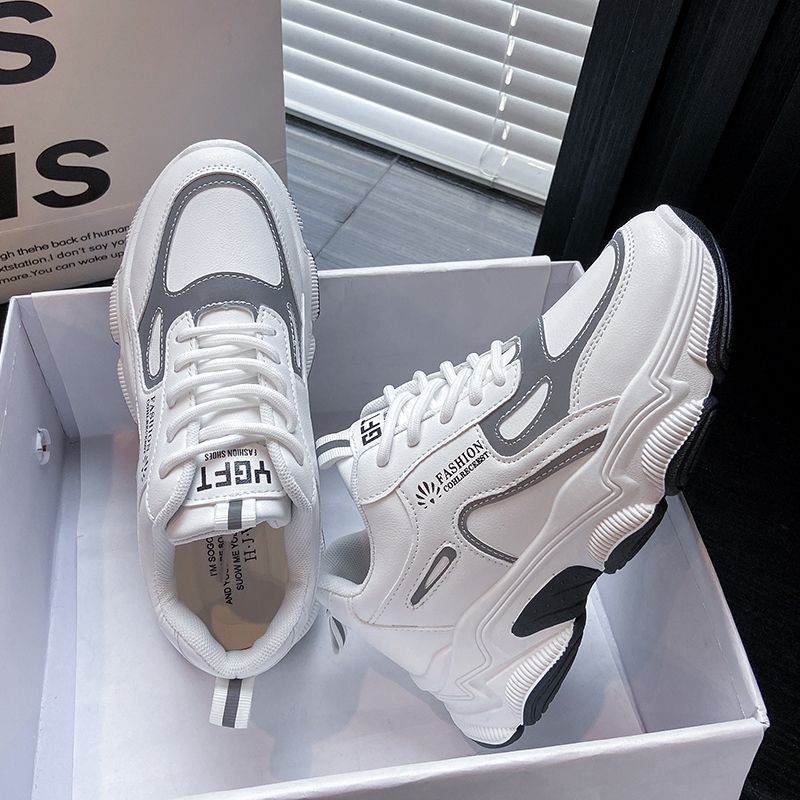 Zapatos para mujer, primavera y otoño 2025, nuevos zapatos deportivos casuales de cuero, estilo coreano, zapatos blancos, zapatos para estudiantes, zapatos estilo papá