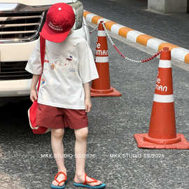 男童套装夏2026新款儿童夏装衣服男孩帅气童装夏季薄款休闲两件套