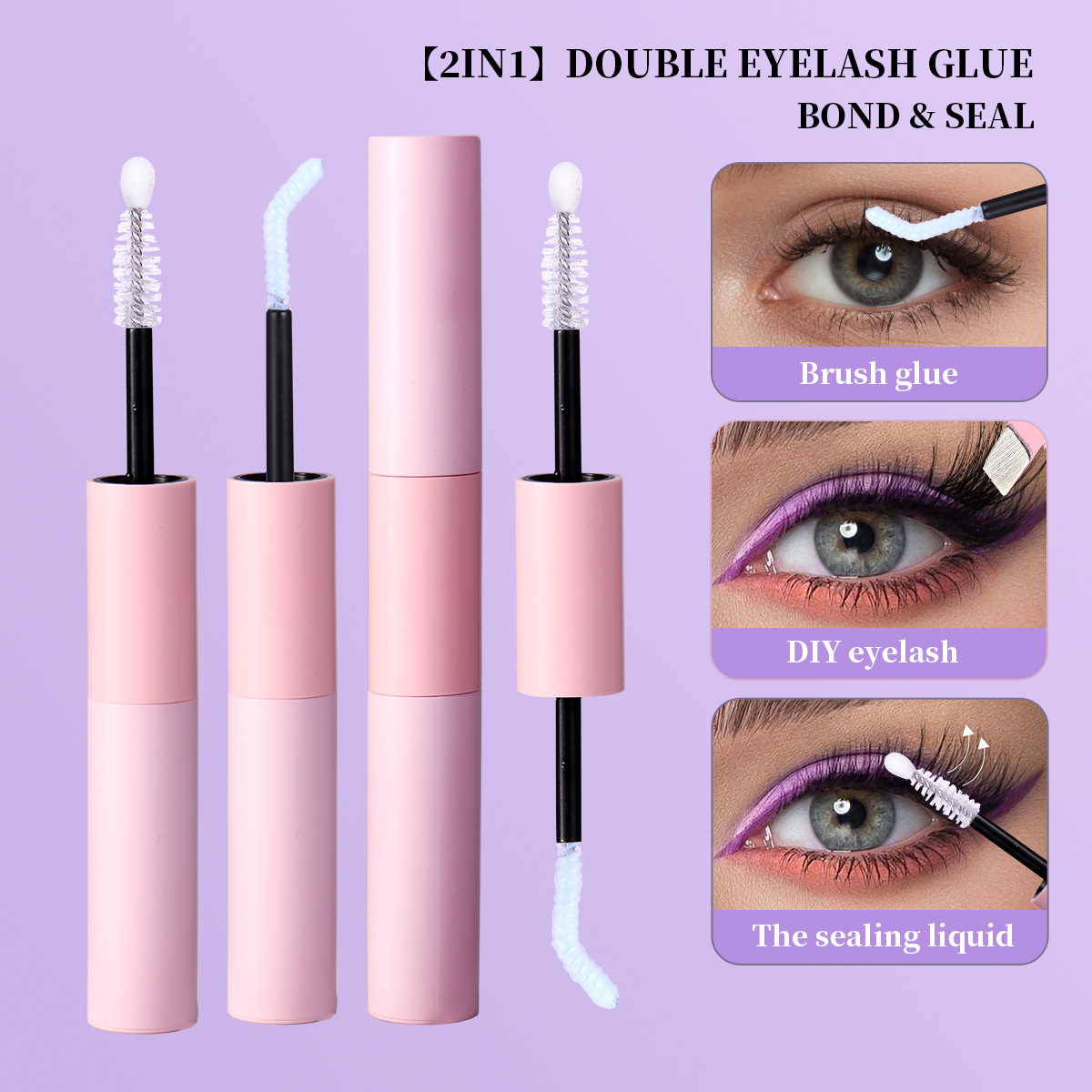 Nuevas pestañas postizas transfronterizas de un solo grupo natural de 10 filas conjunto de pelo de flores de tipo dividido pestañas divididas europeas y americanas con traje de pegamento