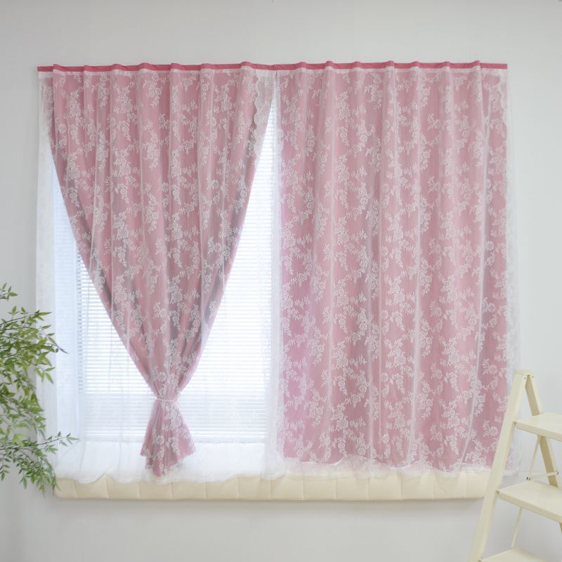 Hilo de flores + tela sombreada completa (rosa))