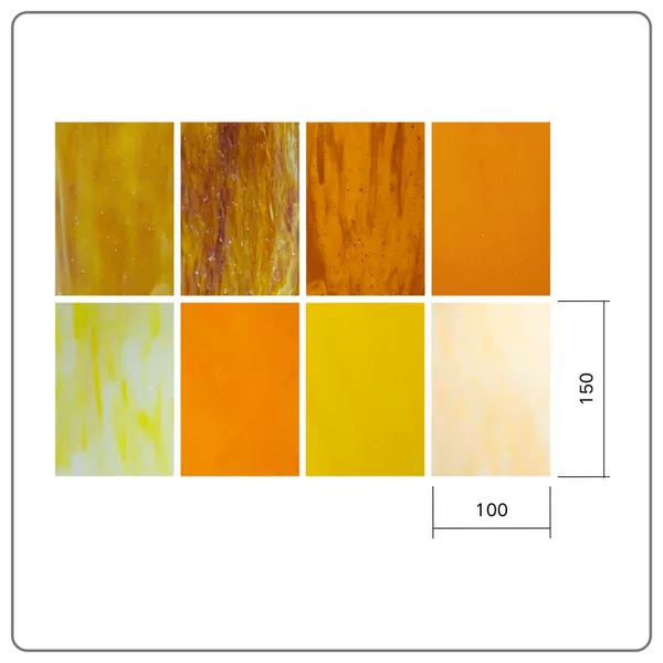 8-3 Yellow Series Stained Glass 10*15cm Thickness 3mm 8-Piece Set Colorful Church Mosaic Patchwork Crafts