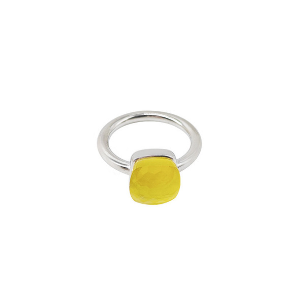 geometric retro fashionable small design ring with stone stainless…
