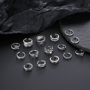 Cross-border new foot ring foot decoration personality retro snake butterfly bee flower opening 15 pieces set foot ring wholesale
