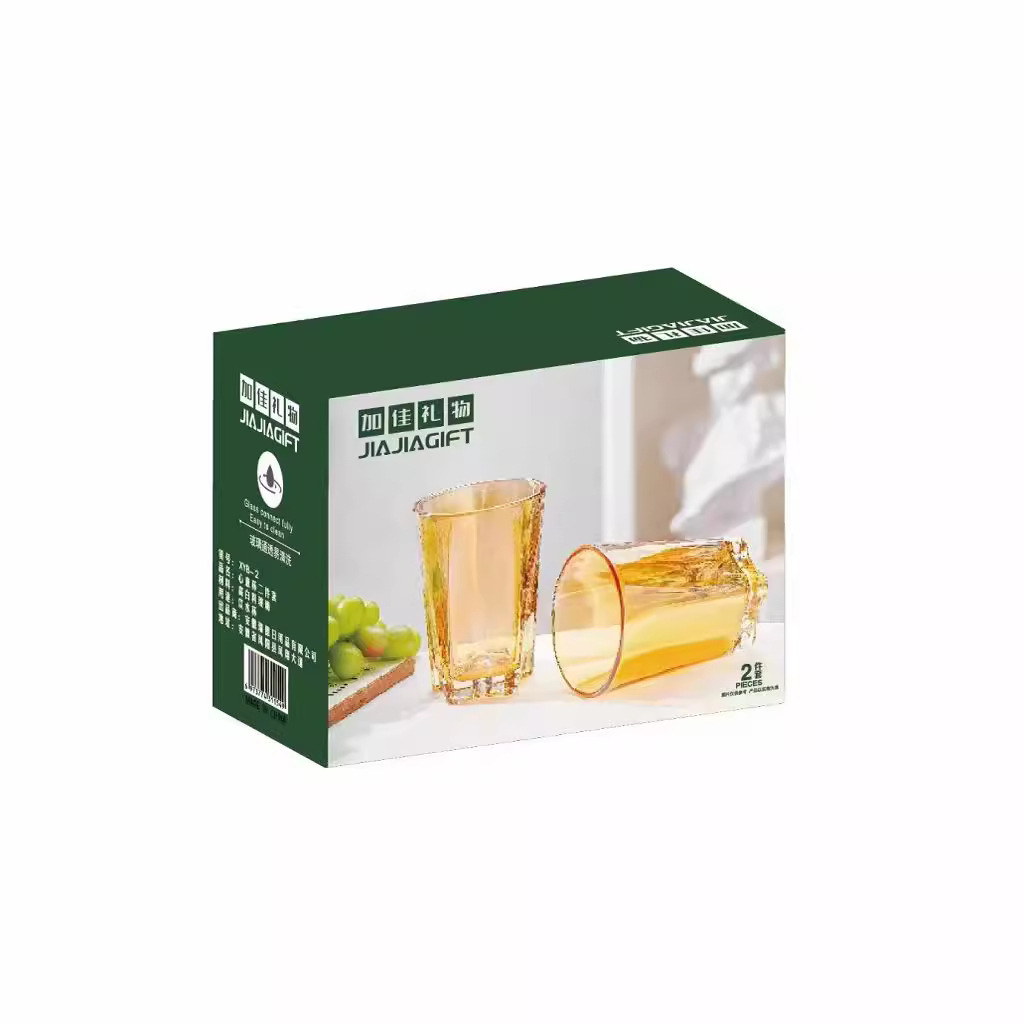 加佳礼物 Set for home use, glass coffee tea cup, gift box, 2 pieces