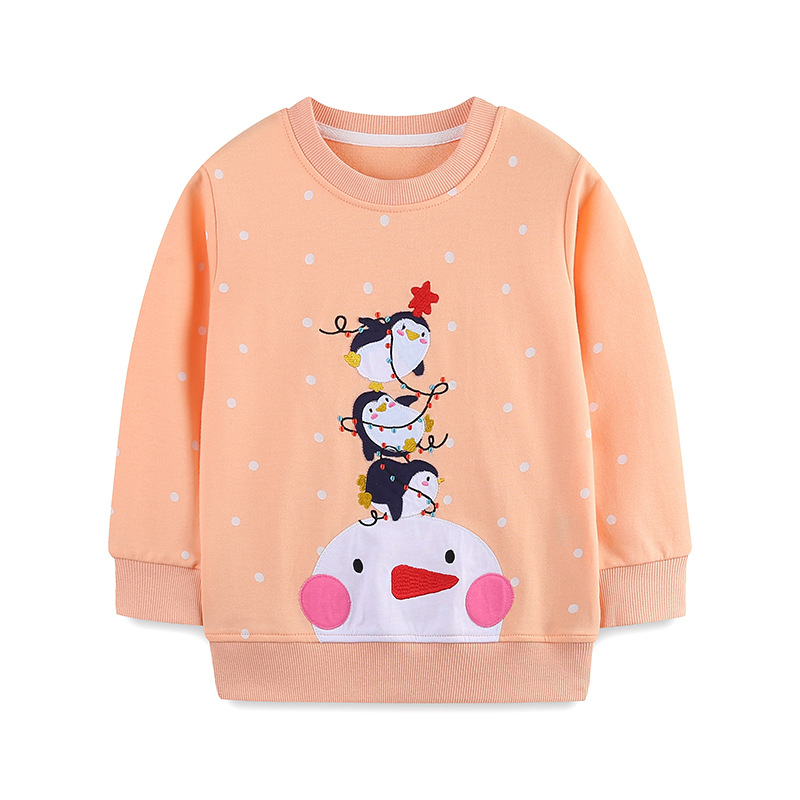 Navidad al por mayor camisetas de niños bordadas camisetas de otoño nuevos productos de algodón para niños camisetas de manga larga