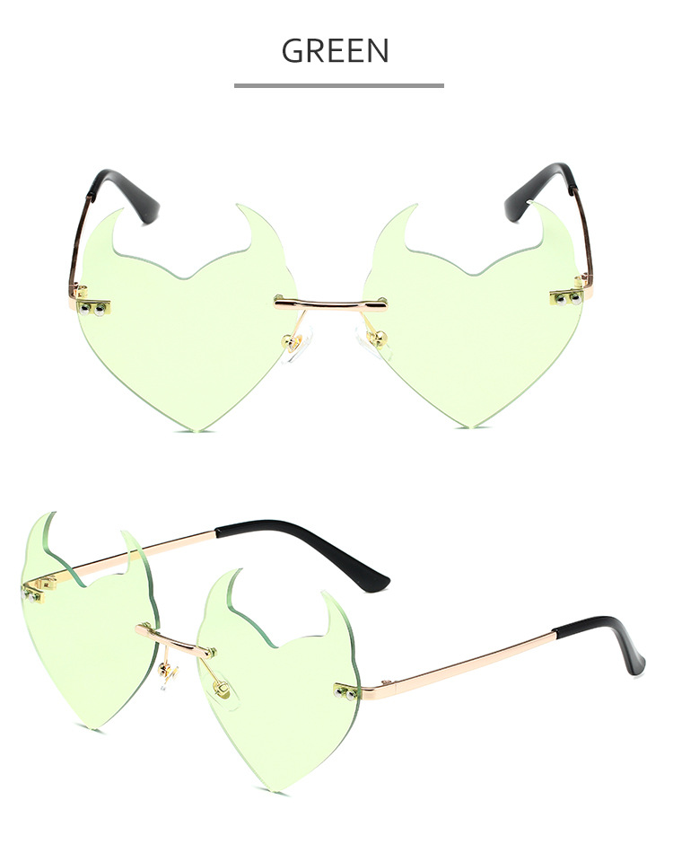Men's Sunglasses Little Devil Frameless Sunglasses Funny Catwalk Style Unisex Cartoon Cute Metal Glasses_voghion.com