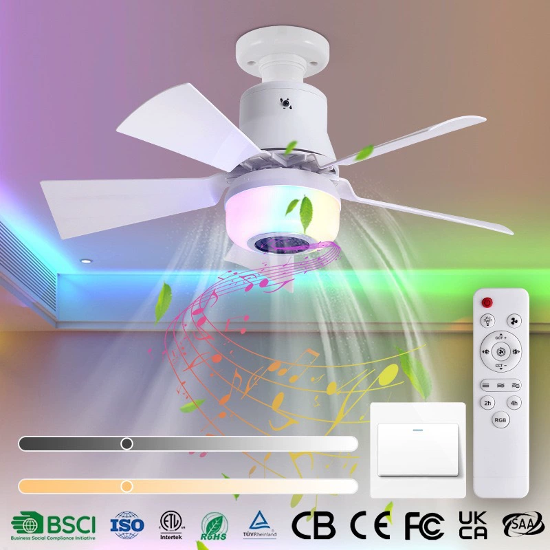 Популярный вентилятор-светильник во французском стиле с винтовым креплением, многофункциональный вентилятор-светильник для гостиной и спальни, бесшумный вентилятор-светильник с Bluetooth.