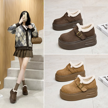 发泡底加绒勃肯棉鞋女2025新款松糕时尚玛丽珍博肯鞋厚底毛毛鞋女