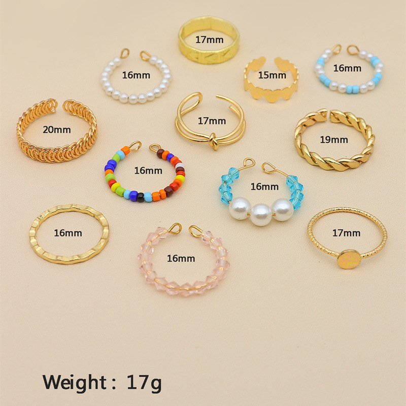 Fashion Simple New Color Beads Pearl Round Opening Knuckle Ring Suit 12-piece display picture 2