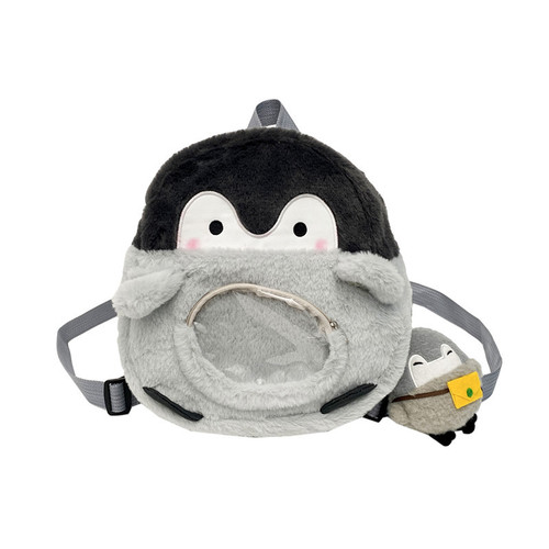 2024新款痛包毛毛企鹅卡通玩偶双肩包毛绒背包少女迷你学生小书包