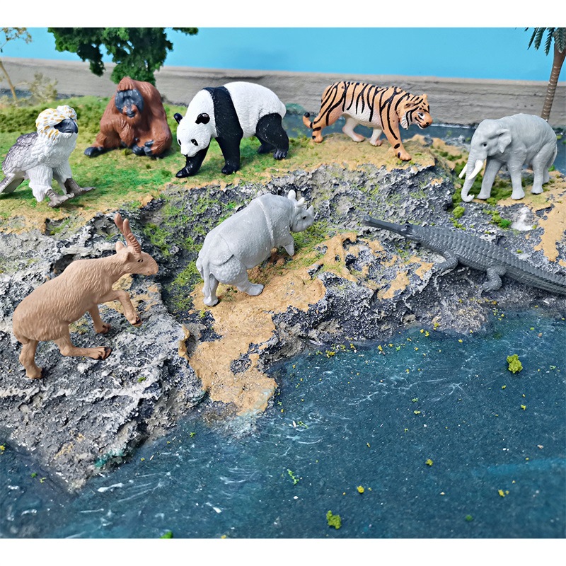 Simulación transfronteriza modelo animal asiático elefante asiático Panda gorila Tigre pescado comiendo cocodrilo rinoceronte indio escritorio Decoración