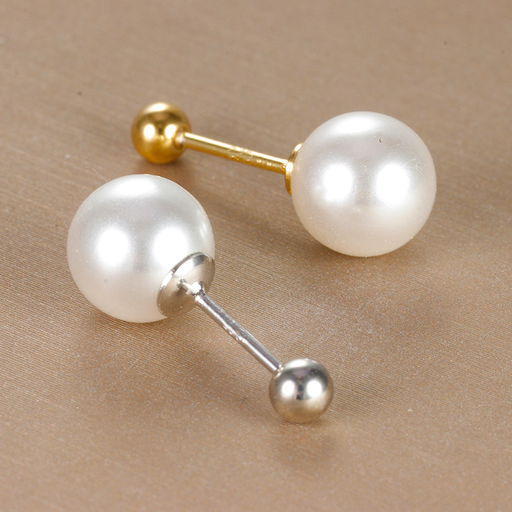1 Piece Quantity 1 Piece Simple Style Round Plating Inlay Copper Pearl 18k Gold Plated Ear Studs