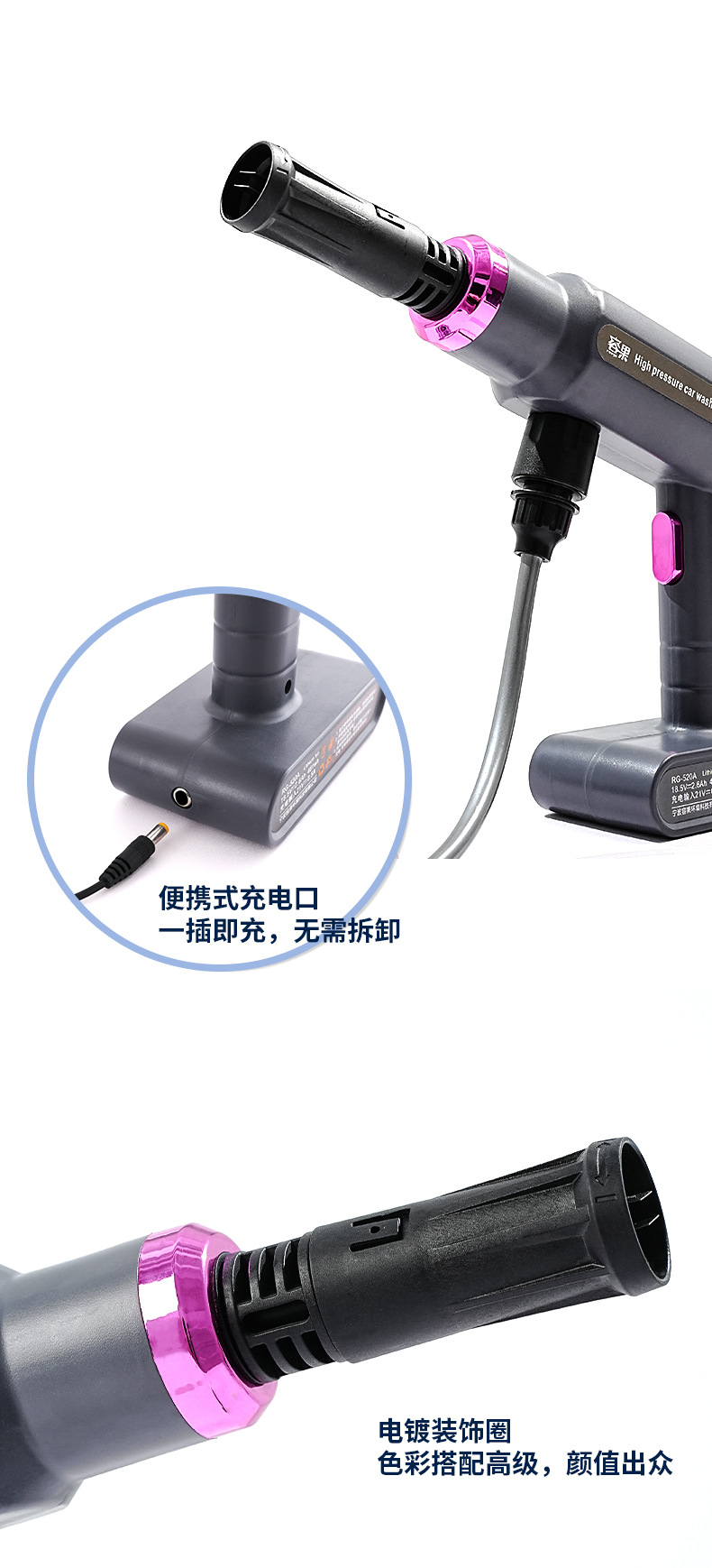 Directly from the Manufacturer, Wholesale Wireless Car Wash Machine, Lithium Battery Rechargeable Car Wash Gun, High-Pressure Water Gun, Spray Gun for Watering Flowers, Car Wash Tool