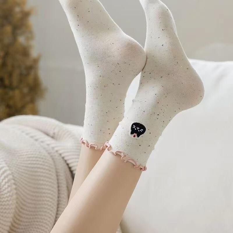 Lovable Socks Children's Mid-Socks Dot Yarn Cotton Spring and Autumn Bear Ins Trendy South Korea Cartoon Japanese Color Dot Socks Lovable Socks Children's Mid-Socks Dot Yarn Cotton Spring and Autumn Bear Ins Trendy South Korea Cartoon Japanese Color Dot Socks