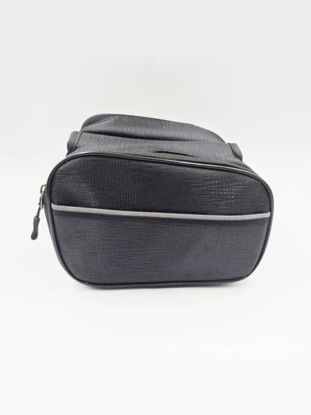 Bicycle Front Frame Bag, Mountain Bike Phone Storage Bag, Waterproof Night Riding Storage Bag with Reflective Strips, Double Zipper Hanging Bag
